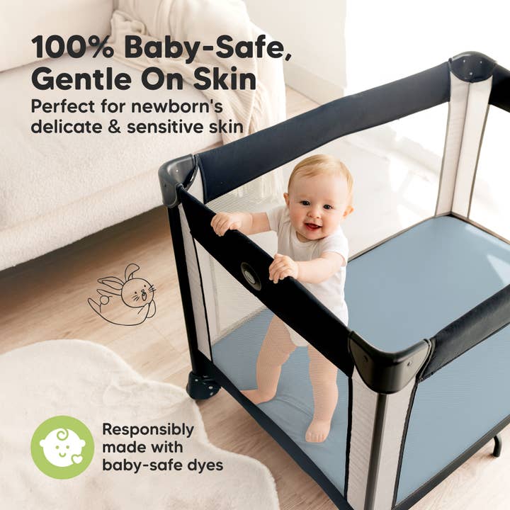 Steel KeaBabies Isla Fitted Mini Crib Sheets, Pack and Play Sheet for wholesale on Faire