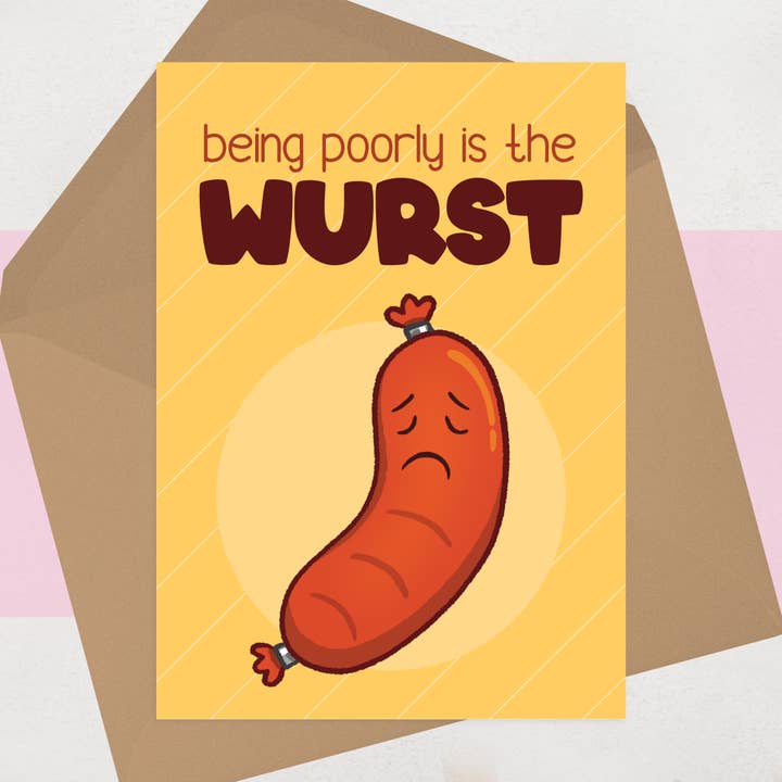Wurst Get Well Soon Card - Funny Sympathy Cards - German for wholesale by OCD Greeting Cards