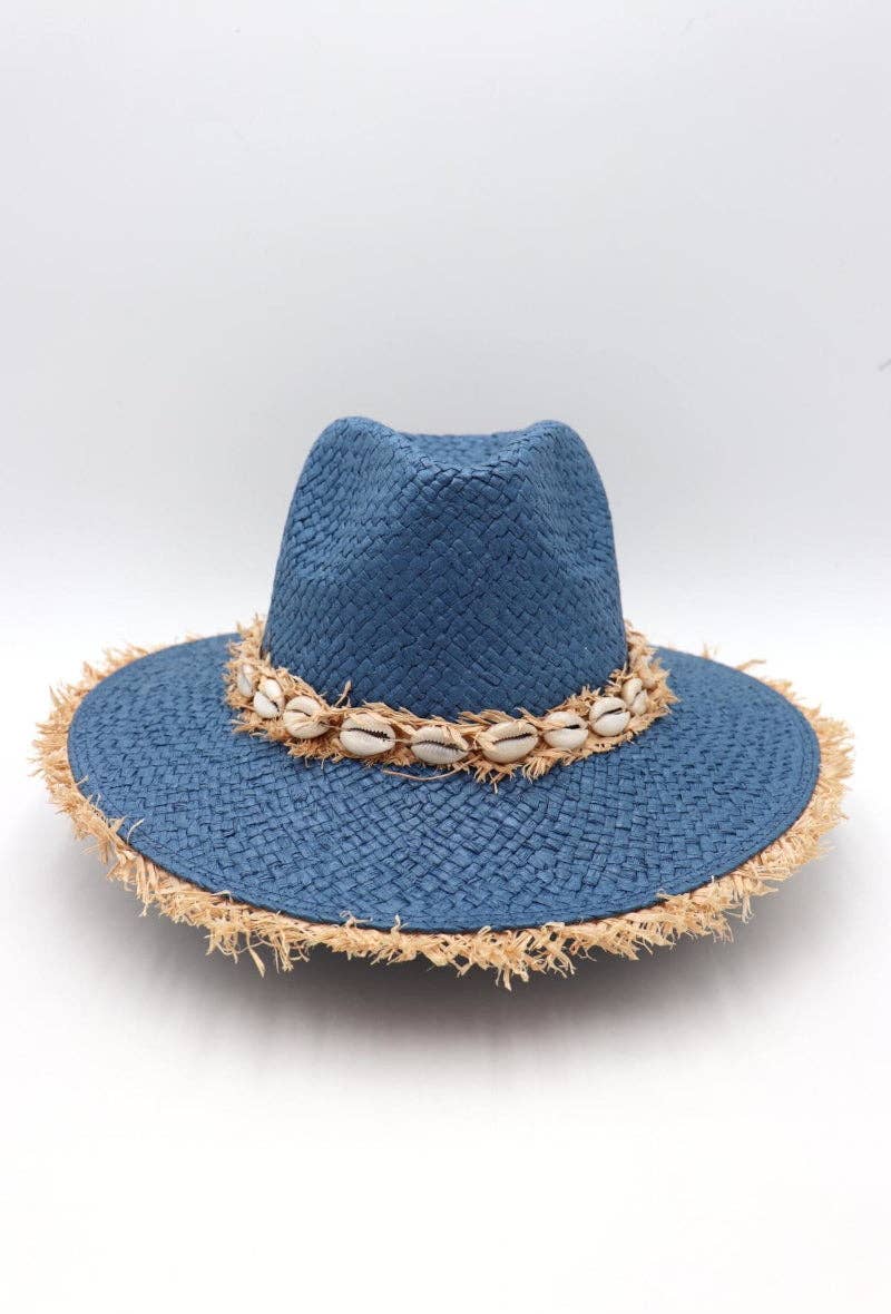 LIL' MOON - Venta al por mayor Sombrero de paja - Mujer - Sombrero con bordes deshilachados y conchas ajustable, talla única4