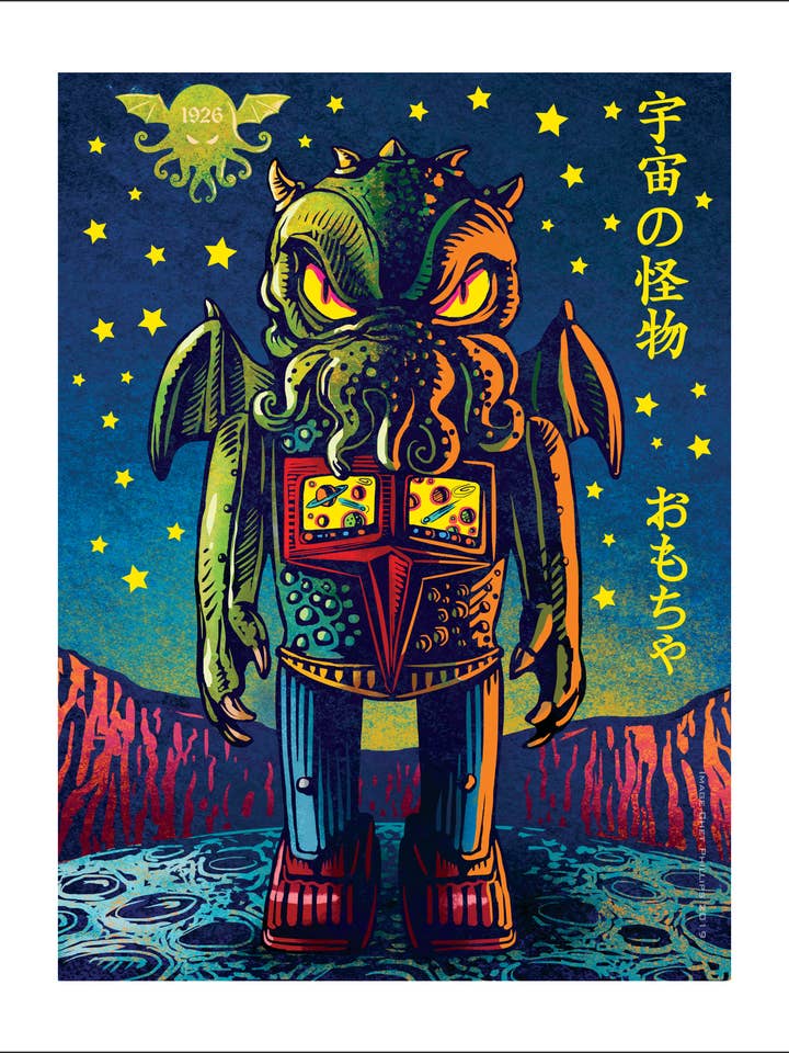 Tin Toy Cthulhu 11 x 14 print for wholesale by ChetArt