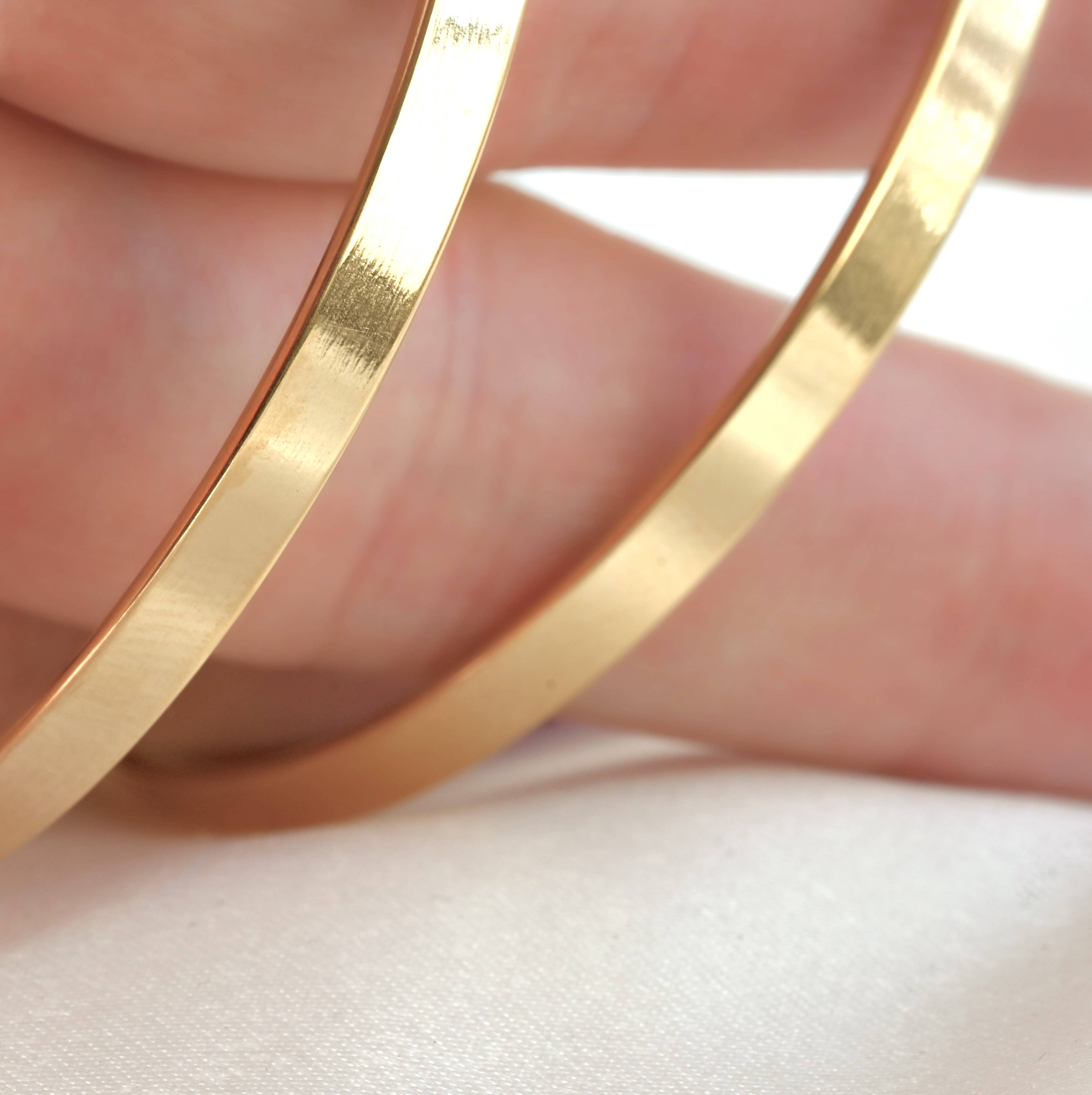 Blueyejewelry – Brincos de argola por atacado – Brincos grandes de argola achatada - 55 mm em aço inoxidável dourado3