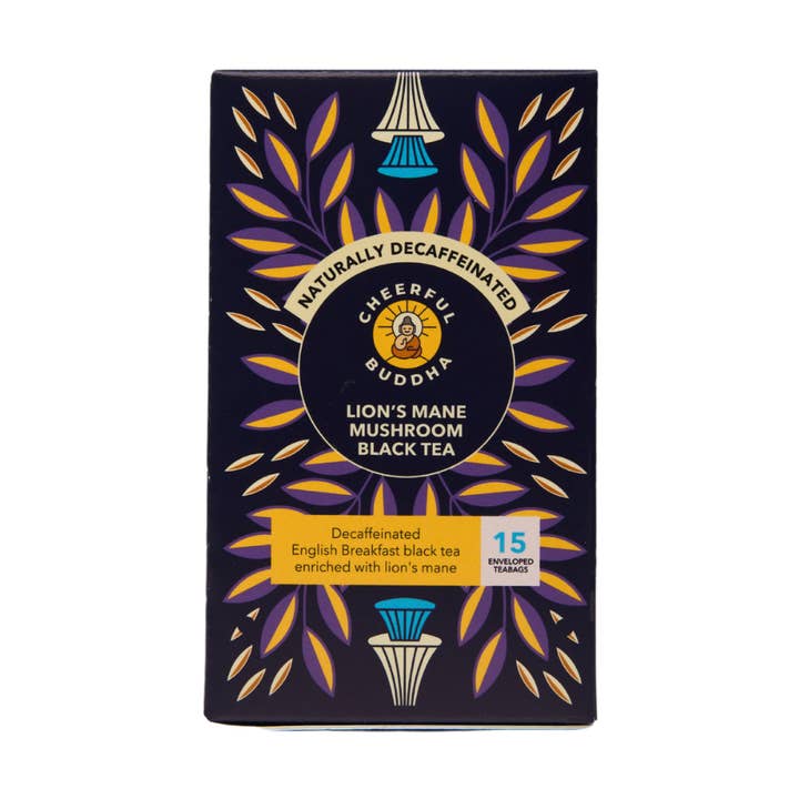Lion's Mane DECAFFEINATED Black Tea (15 enveloped tea bags) for wholesale by cheerful buddha