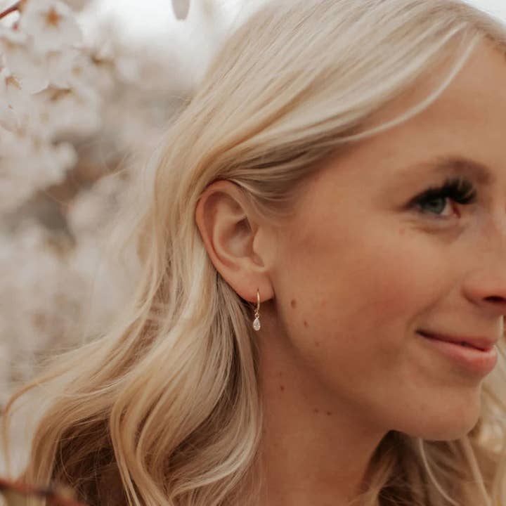 Mauve Jewelry Co. - Wholesale Huggie Earrings - April Raindrop Dangle Hoops3