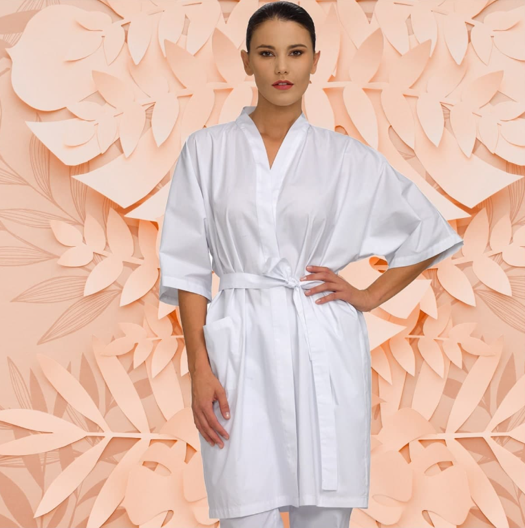 West Rose abbigliamento professionale – Engroshandel Kimono - Dame – New Age hvid arbejdskimono0