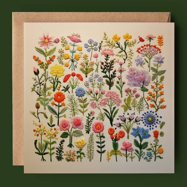 Good Post Day – wholesale Everyday greeting card – Botanical Embroidery 2D Printed Card1