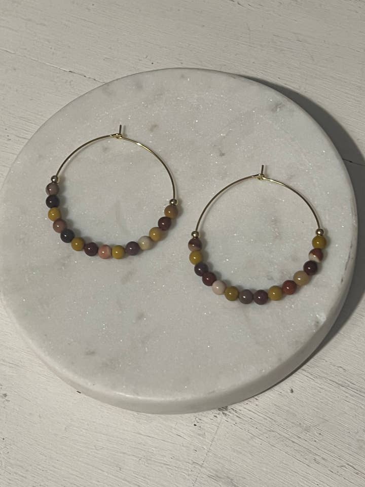Mookaite Jasper Hoop-örhängen för wholesale av Inspiration Beads