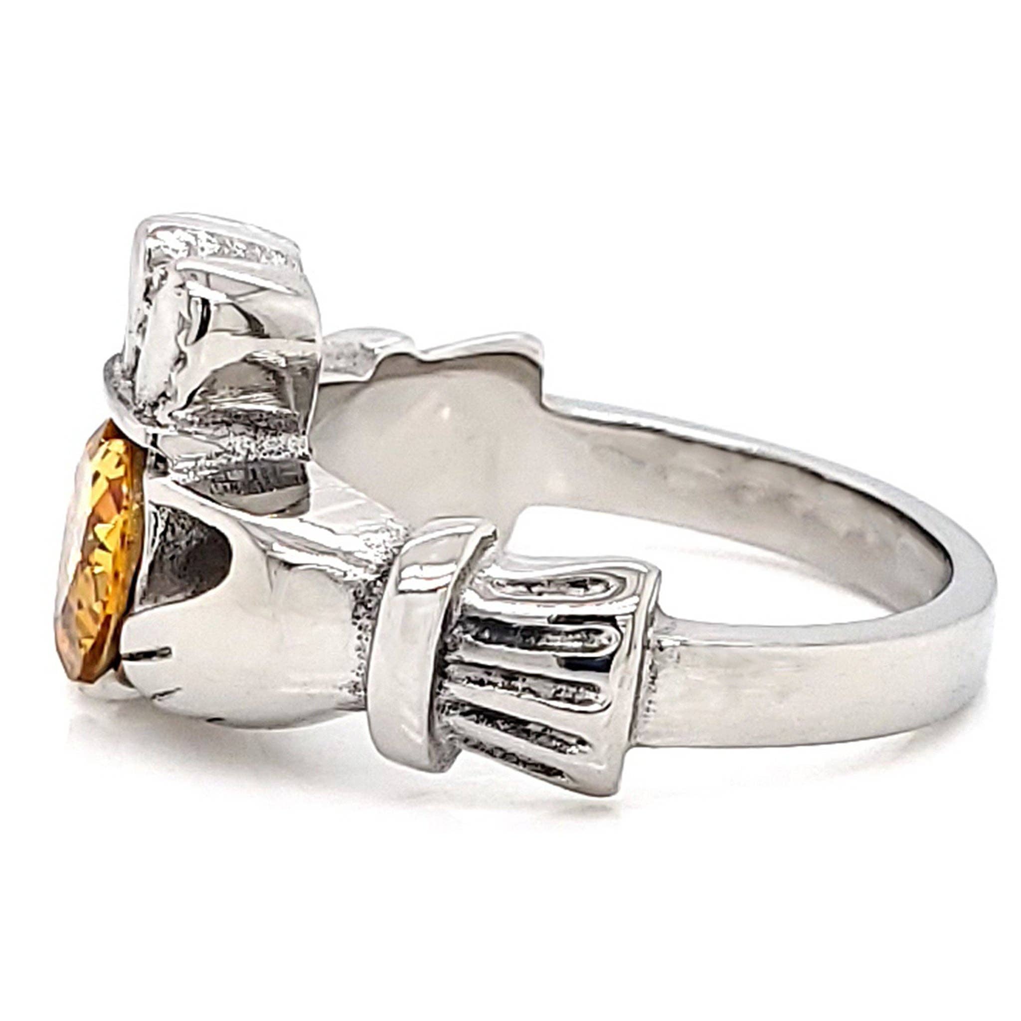 WJW – wholesale Multi-stone ring – White Gold over Brass Claddagh with CZ Birthstone Ring 32