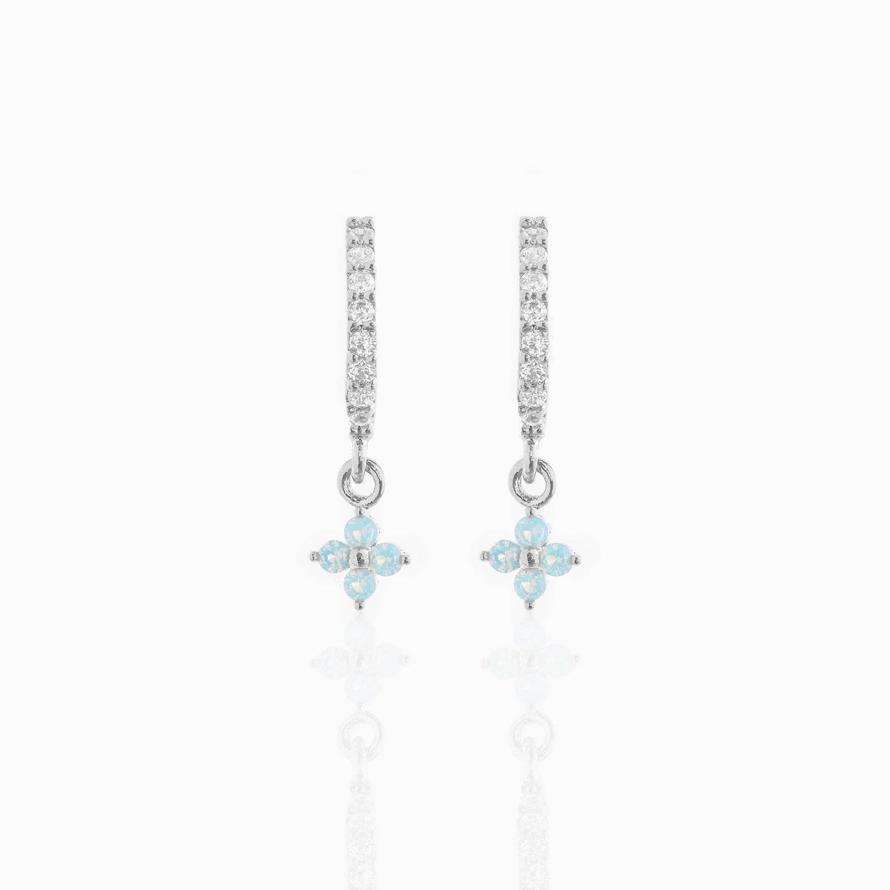 Girls Crew - Wholesale Dangle Earrings - Blue Blossom Love Dangle Hoops6