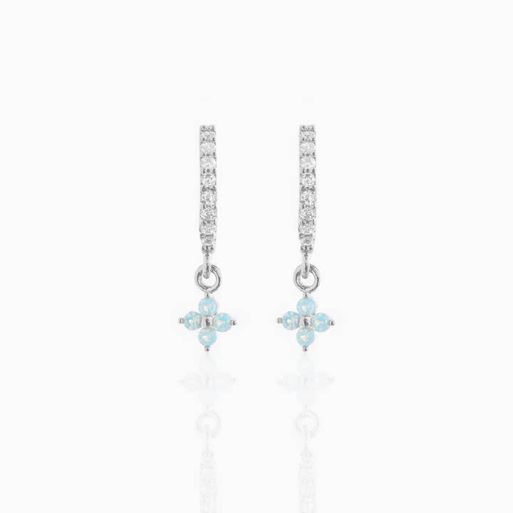 Girls Crew – wholesale Hängande örhängen – Blå Blossom Kärlek Dingla Hoops6