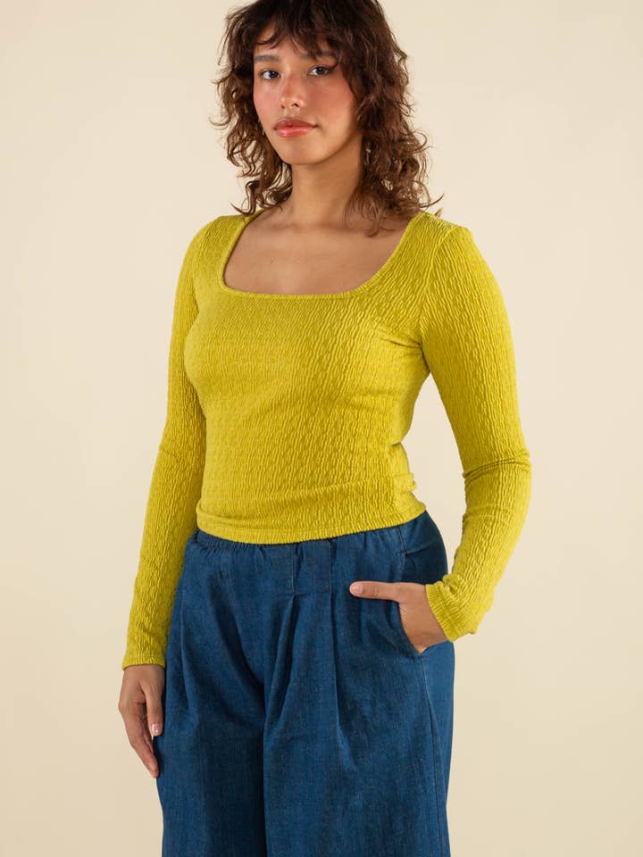 NLT - Wholesale Knit Top - Women's - Murphy Square Neck Textured Long Sleeve Top2
