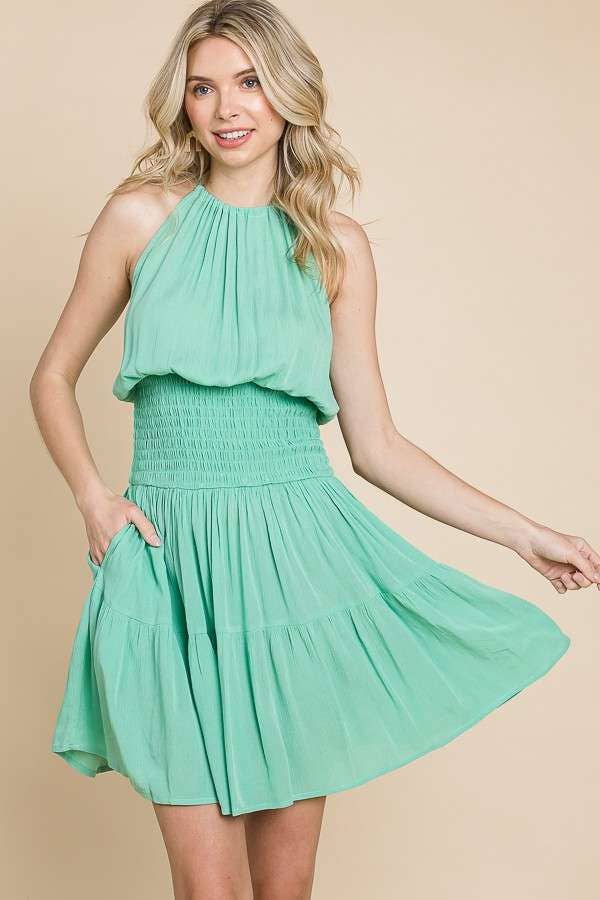 Culture Code - Wholesale Dress - Women's - CWD1568 - HALTER NECK TIERED MINI DRESS11