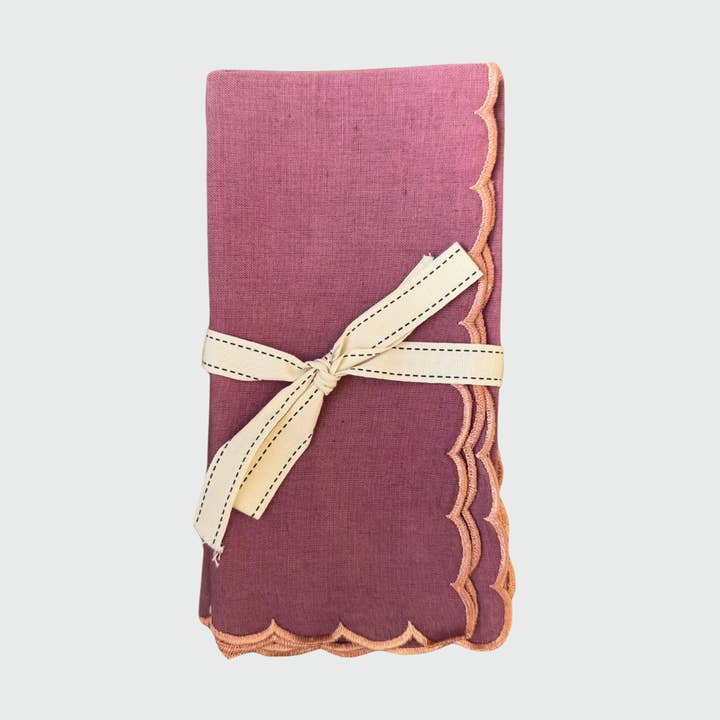 Guardanapo Violeta com Borda Recortada em Pêssego por atacado de MAISON POIRE