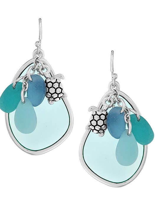 ( T348 ) SEALIFE SEAGLASS CHARM EARRING for wholesale by Jewelry Max