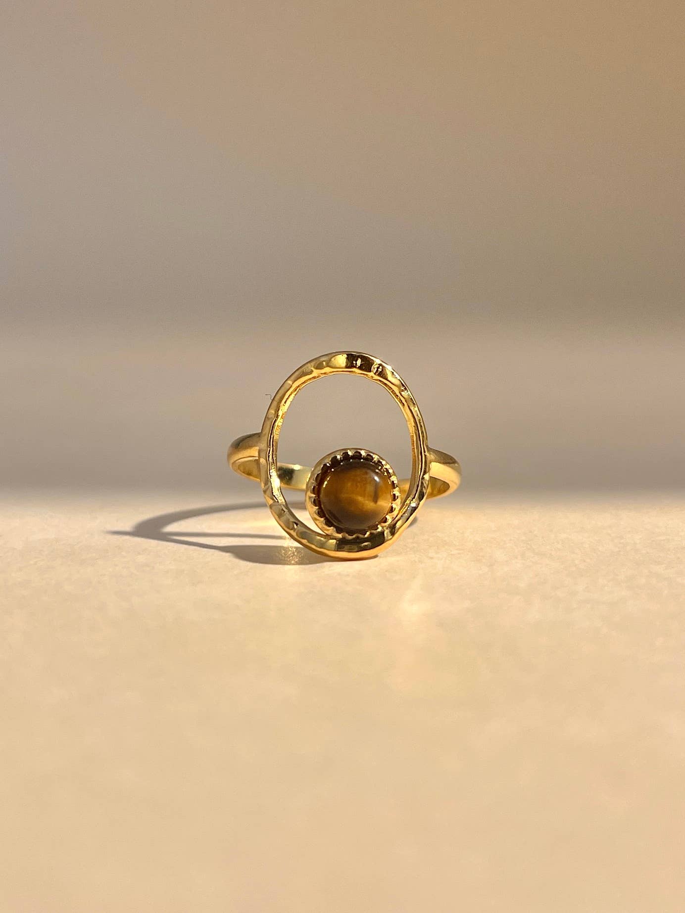 COSMOS - Wholesale Single Stone/Solitaire Ring - Adjustable oval stainless steel ring with natural stone4