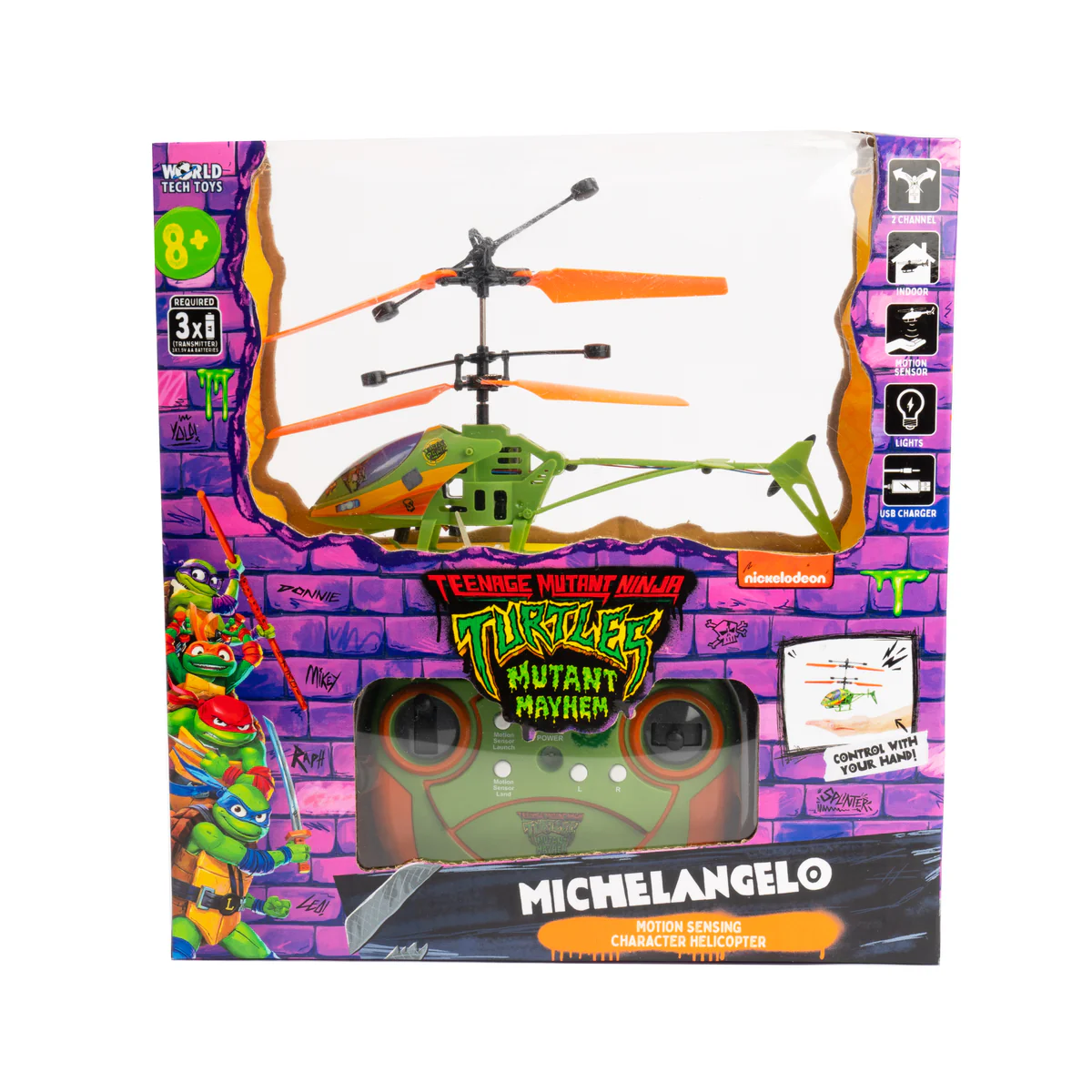 World Tech Toys - Wholesale Toy Plane - Kids - TMNT Mutant Mayhem Michelangelo 2CH IR Helicopter1