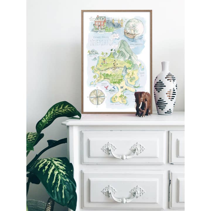 Elizabeth Wade Studio - Wholesale Art Print - Peter Pan's Neverland Watercolor Story Map Print2
