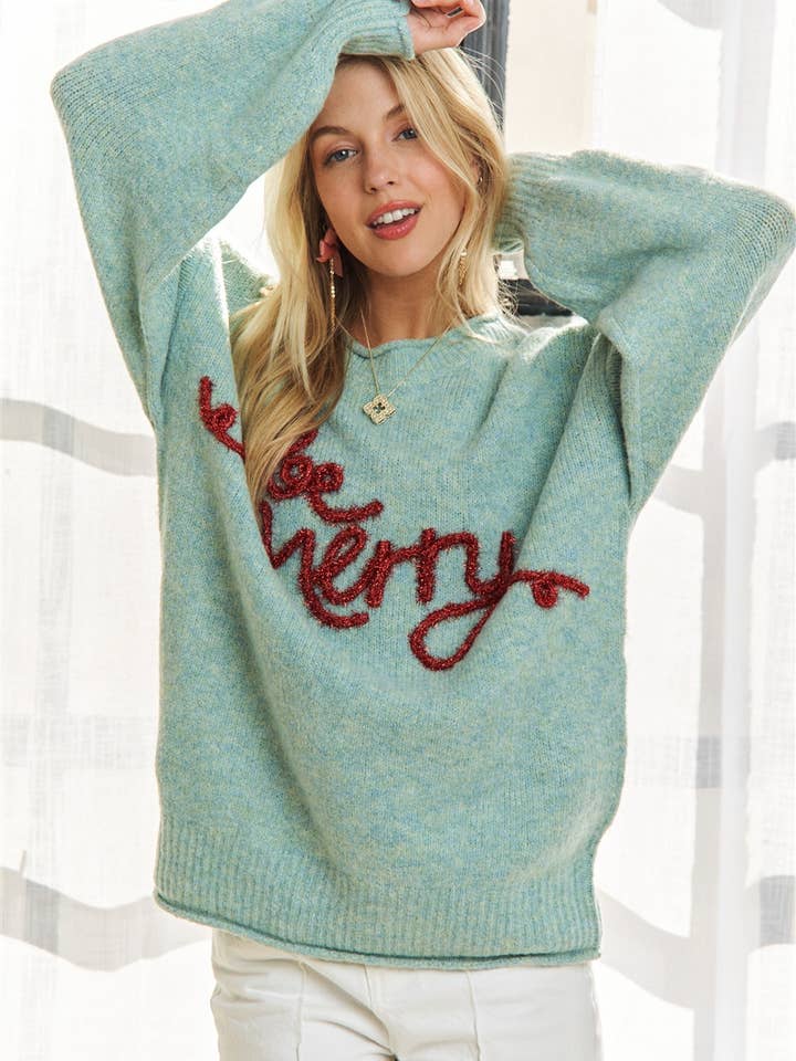 ADORA LA - Wholesale Knit Sweater - Women's - CESW3439NE - X-MAS DECOR ACCENT SWEATER TOP18