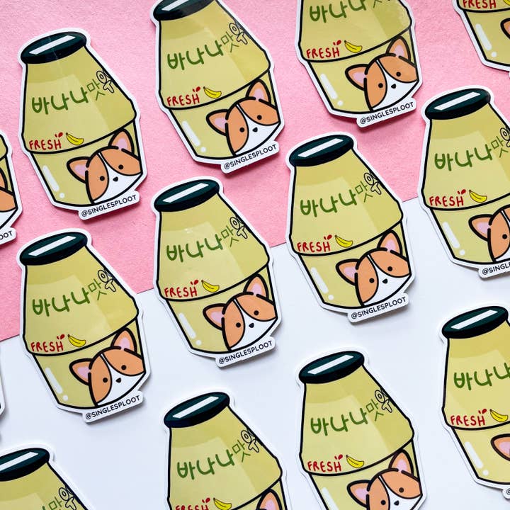 Autocolante Banana Leite Corgi por atacado de Single Sploot