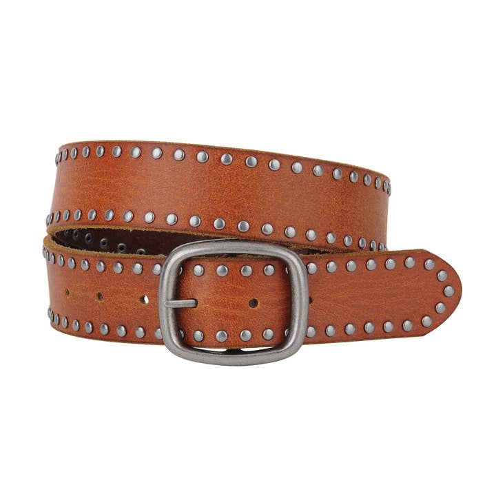Most Wanted USA - Wholesale Belt - Women's - Grunge Stud-Lined Leather Belt