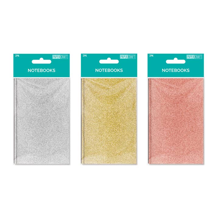 Pocket Journal Set - Solid Glitter- Lined Pages, 2 Pk for wholesale by Papercraft