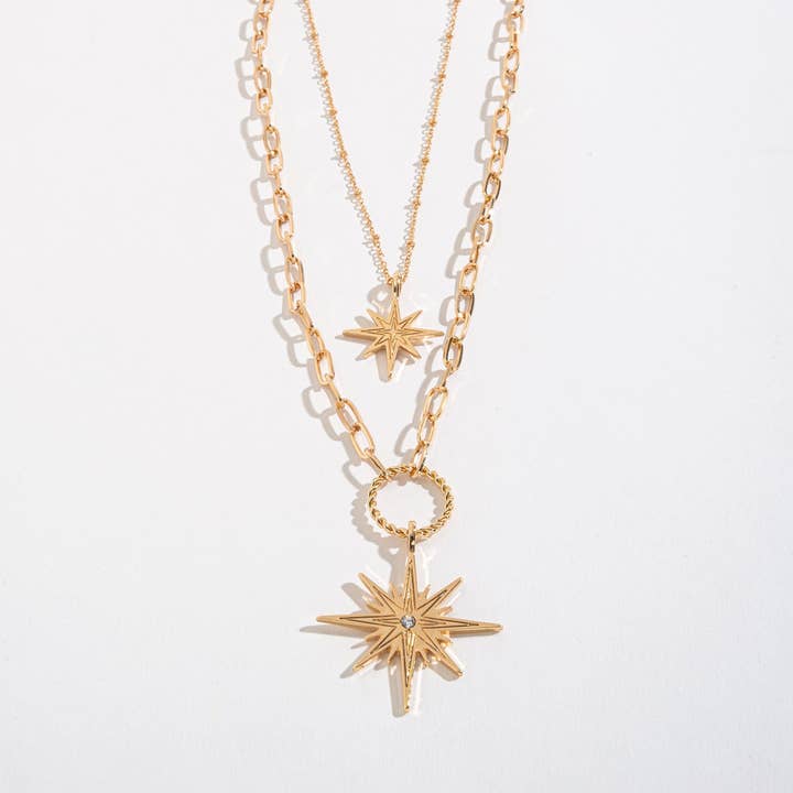 Vedhængshalskæde Luna 22" Lagdelt Stjerne Strand Smykke for engroshandel hos Howard's