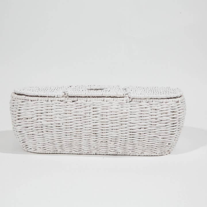Maison Maison Design - Wholesale Tissue Box - 3-Part Tissue Basket in Twisted White Rope