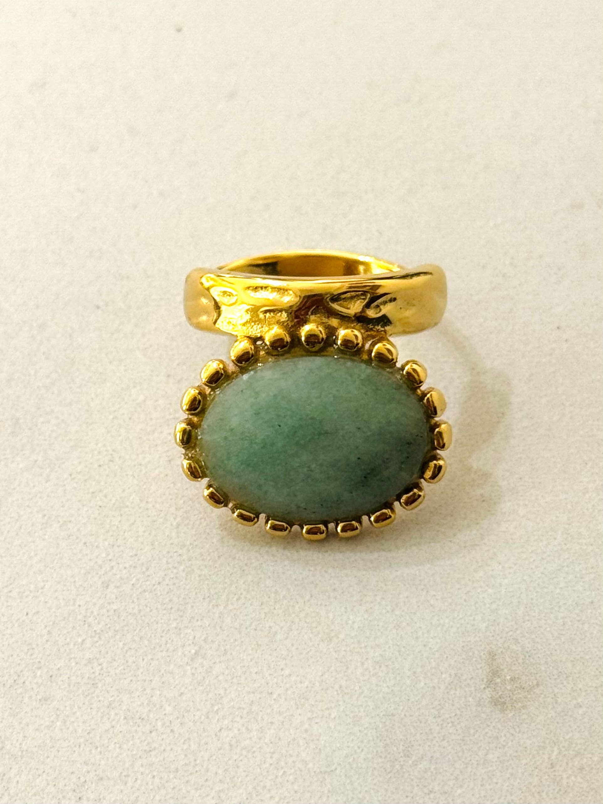 Cassette Barcelona – wholesale Cocktail/statement ring – Izan Stainless Steel Ring w Mineral Stones1