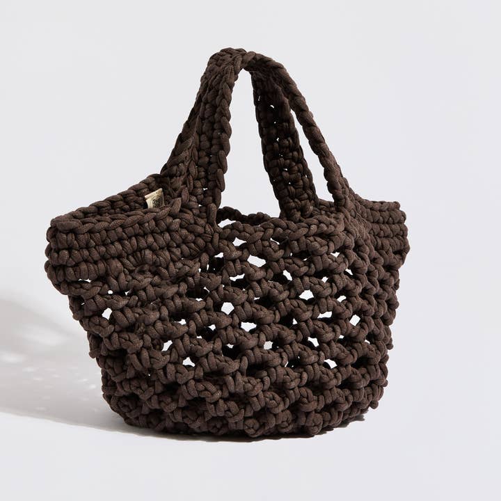 “Ingrid” basket bag mocha for wholesale by The Mama Made