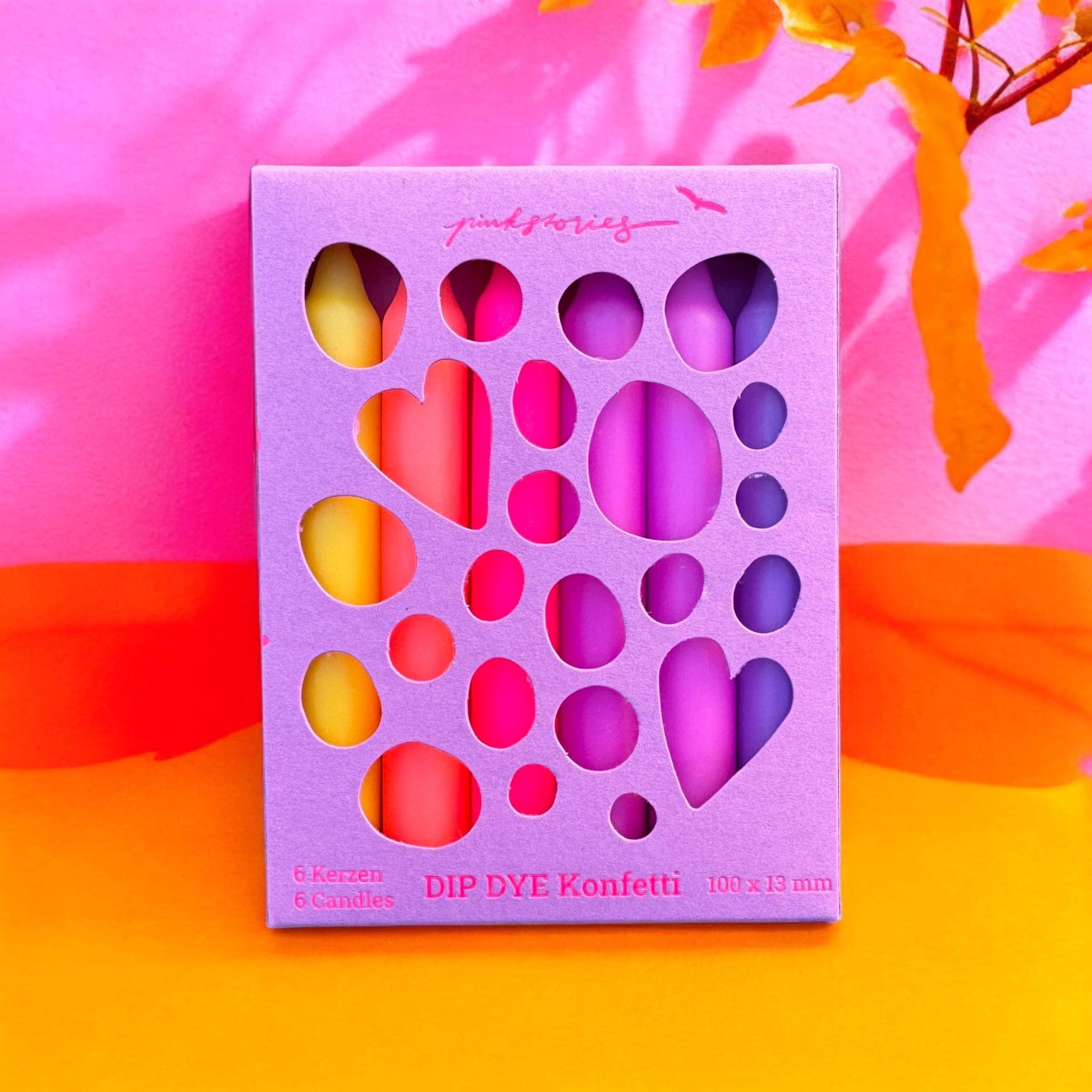 Pink Stories - Wholesale Tapered Candle/Candlestick - Dip Dye Konfetti * Natural Bronze