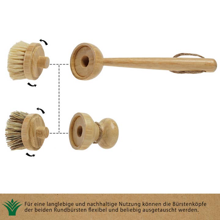 PROTEA - Wholesale Cleaning Brush - PROTEA set of 4 dishwashing brushes made of bamboo and natural fibers, after