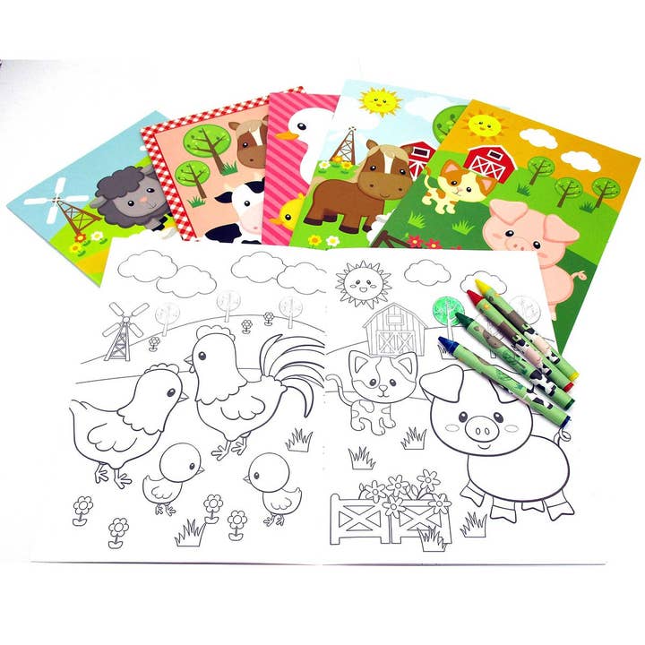 Tiny Mills - Vendita all'ingrosso Libro da colorare - Bambini e neonati - Animali della fattoria libri da colorare con pastelli bomboniere