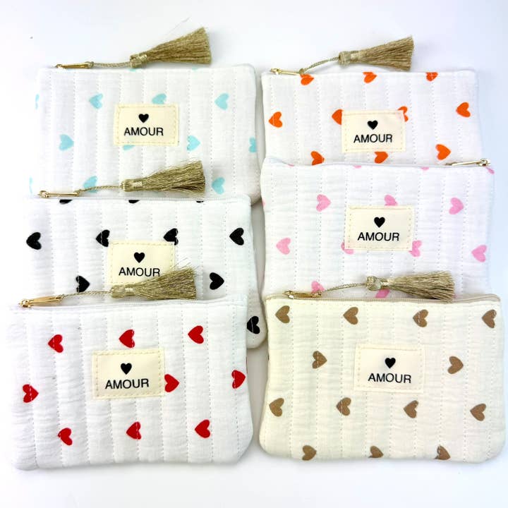 LOLO & YAYA - Wholesale Pouch - Women's - "Love" pouch, 16cm X 10cm heart patterns0