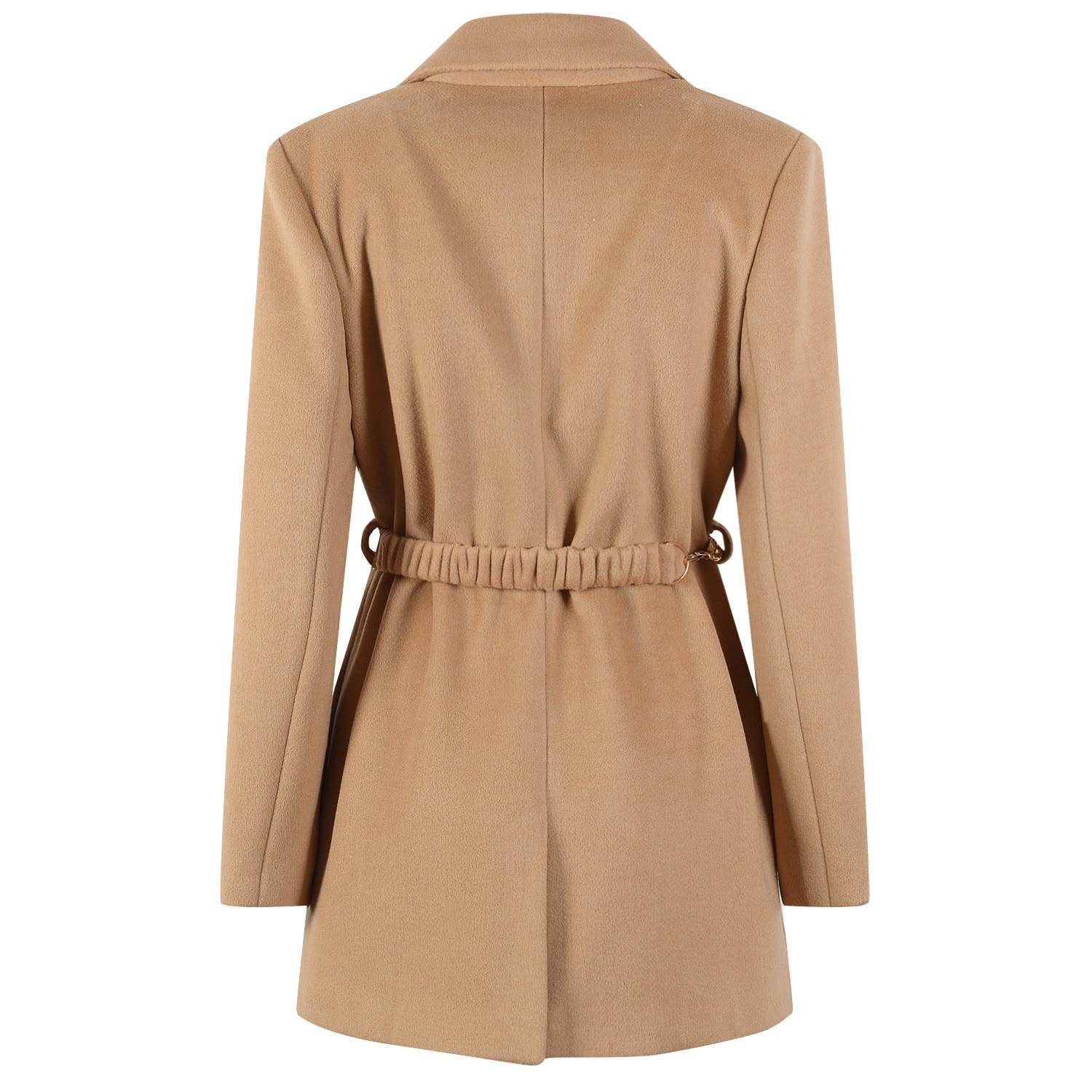 Color as pictures CT105Y Refined Wool Coat with Chain Belt for Cold Seasons for wholesale on Faire1