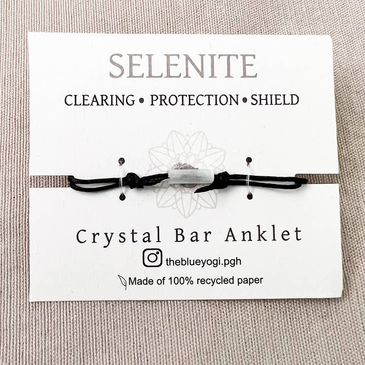 Selenite Bar Minimal and Adjustable anklet for wholesale by The Blue Yogi
