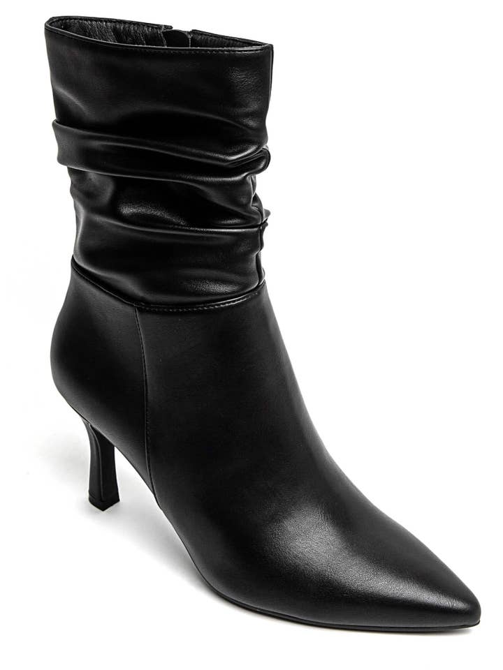 No Doubt Shoes - Wholesale Booties - Women's - RUCHED CALF MID HEEL POINTED ANKLE BOOTS6