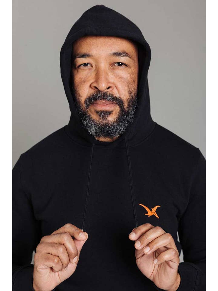 KREUZUEBER - Venta al por mayor Sudadera con capucha - Hombre - Sudadera dinosaurio unisex FLUGY negra
