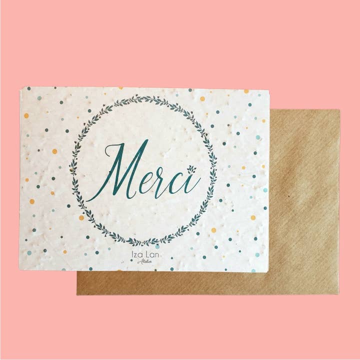 Carte à planter Merci couronne et confettis pour la vente par Iza lan Atelier