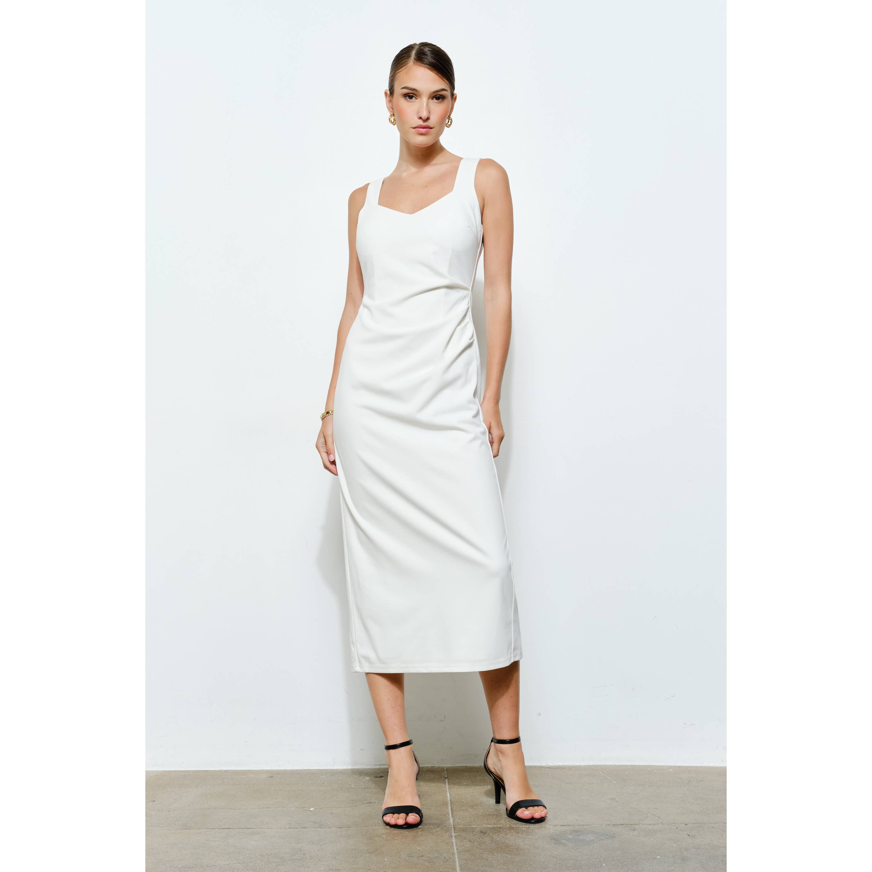 INA - Wholesale Dress - Women's - Knit Crepe Bodycon Midi with Princess Neckline23