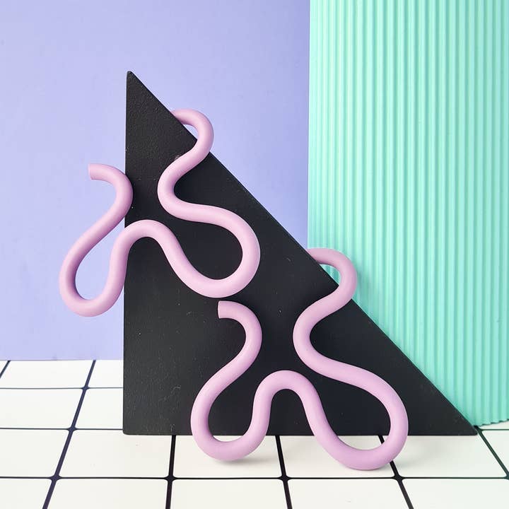 Mono - Wholesale Hoop Earrings - polymer clay squiggle earrings in 8 different colors. 3