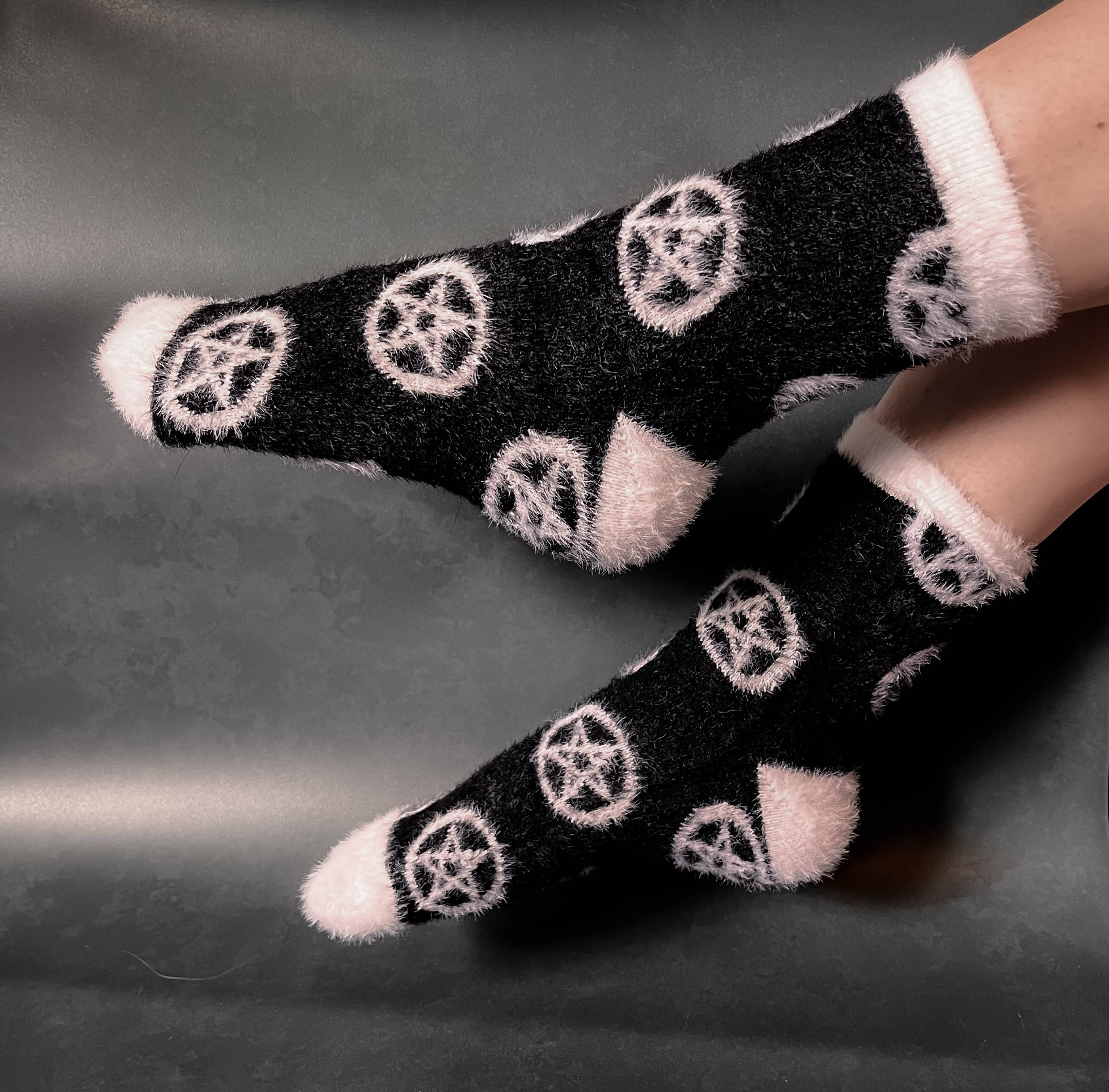 House of Hex - Wholesale Socks - Unisex - Fuzzy Pentagram Socks | Silky soft | Pentacle | witch7
