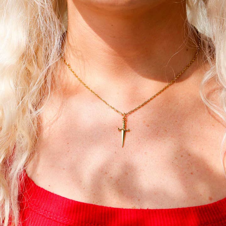 WJW - Wholesale Individual Charm/Pendant - 18K Gold PVD Stainless Steel Dagger Charm5