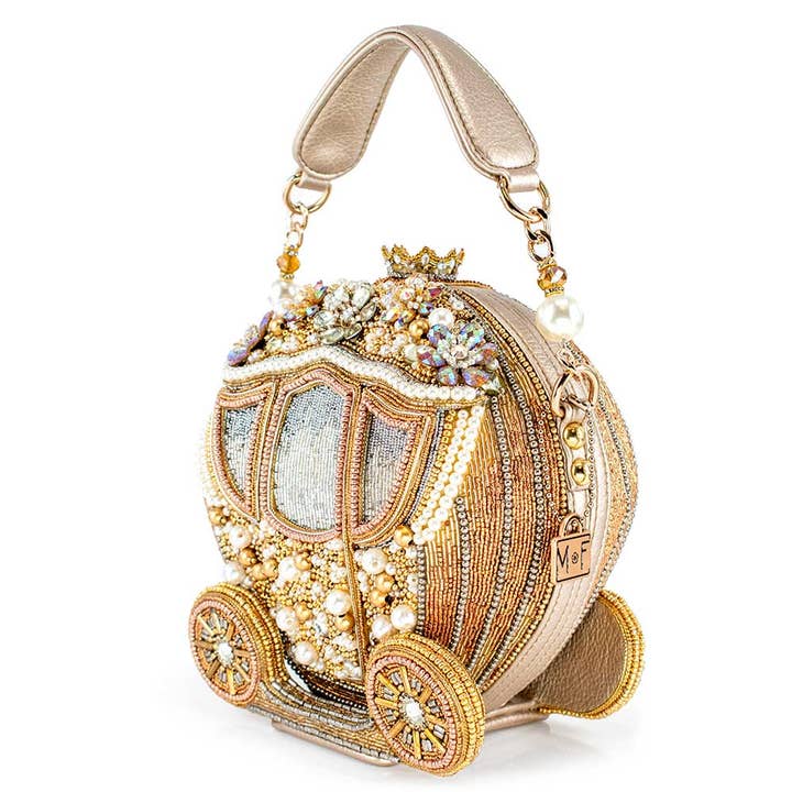 Mary Frances Accessories - Wholesale Top Handle Bag - Women's - Dream Big Beaded Gold Carriage Handbag