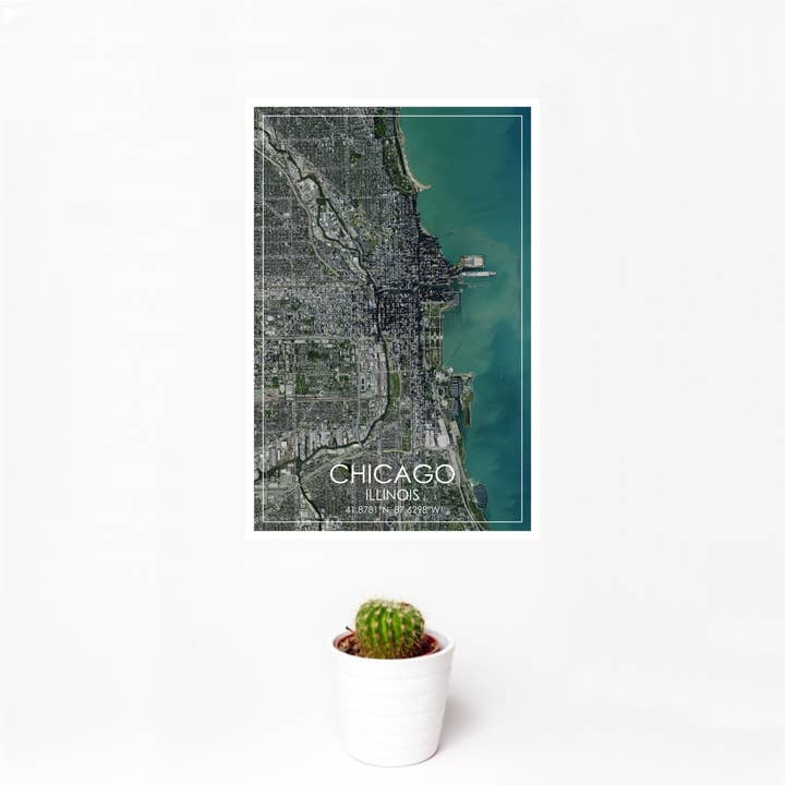 Stampa mappa Chicago IL Satellite per la vendita all'ingrosso da parte di JACE.design