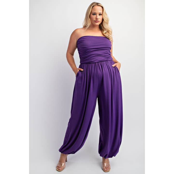 Plus Size Soft Knit Strapless Jumpsuit for wholesale by DORCAS