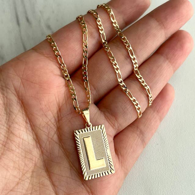 18K Gold Filled Initial Card Necklace for wholesale by Good Karma Designs