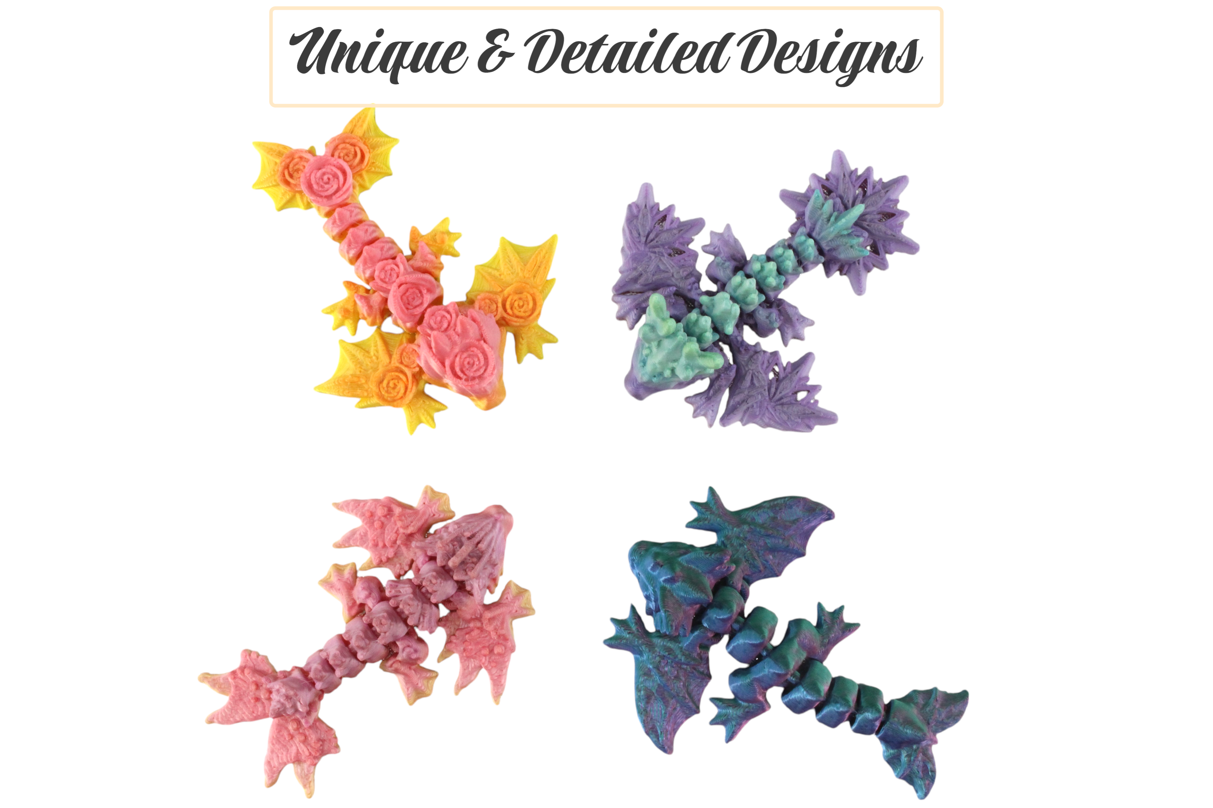 PowerTRC 3D Print - Wholesale Fidget Toy - Kids - 3D Printed Cute Baby Dragon Wyverns, 10 Pack | Mixed Color2