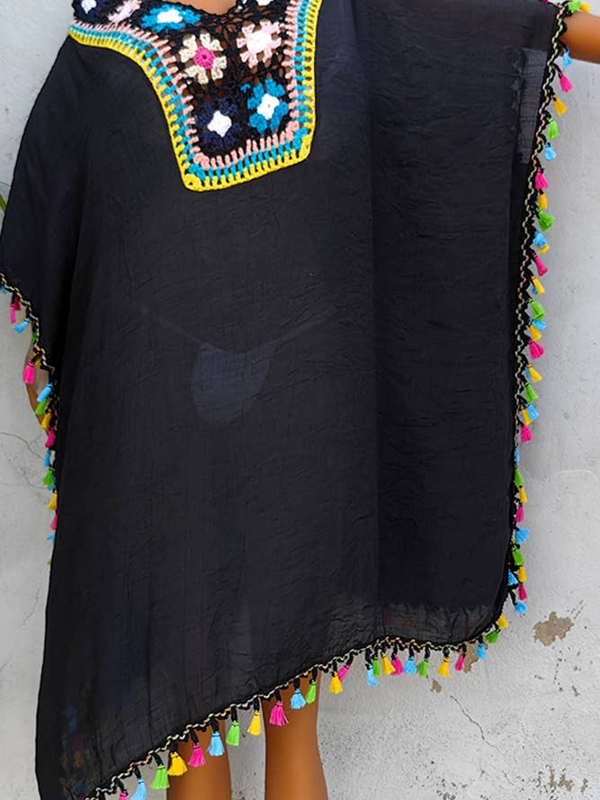 UNISHE – wholesale Kimono – Women's – Crochet Knit Lace Splicing Fringe Kimono OYM0524