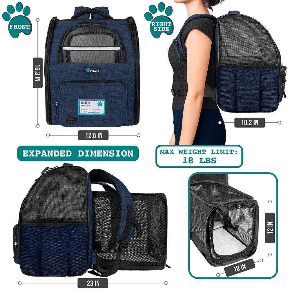 PetAmi - Vente Caisse de transport – chat et chien - Sac à dos de transport pour animaux de compagnie extensible à 3 voies8