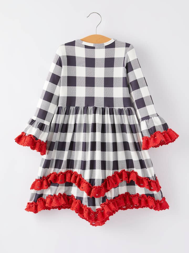 Rylee Faith Designs - Wholesale Dress - Kids - Girls Christmas Applique Long Sleeve Dress