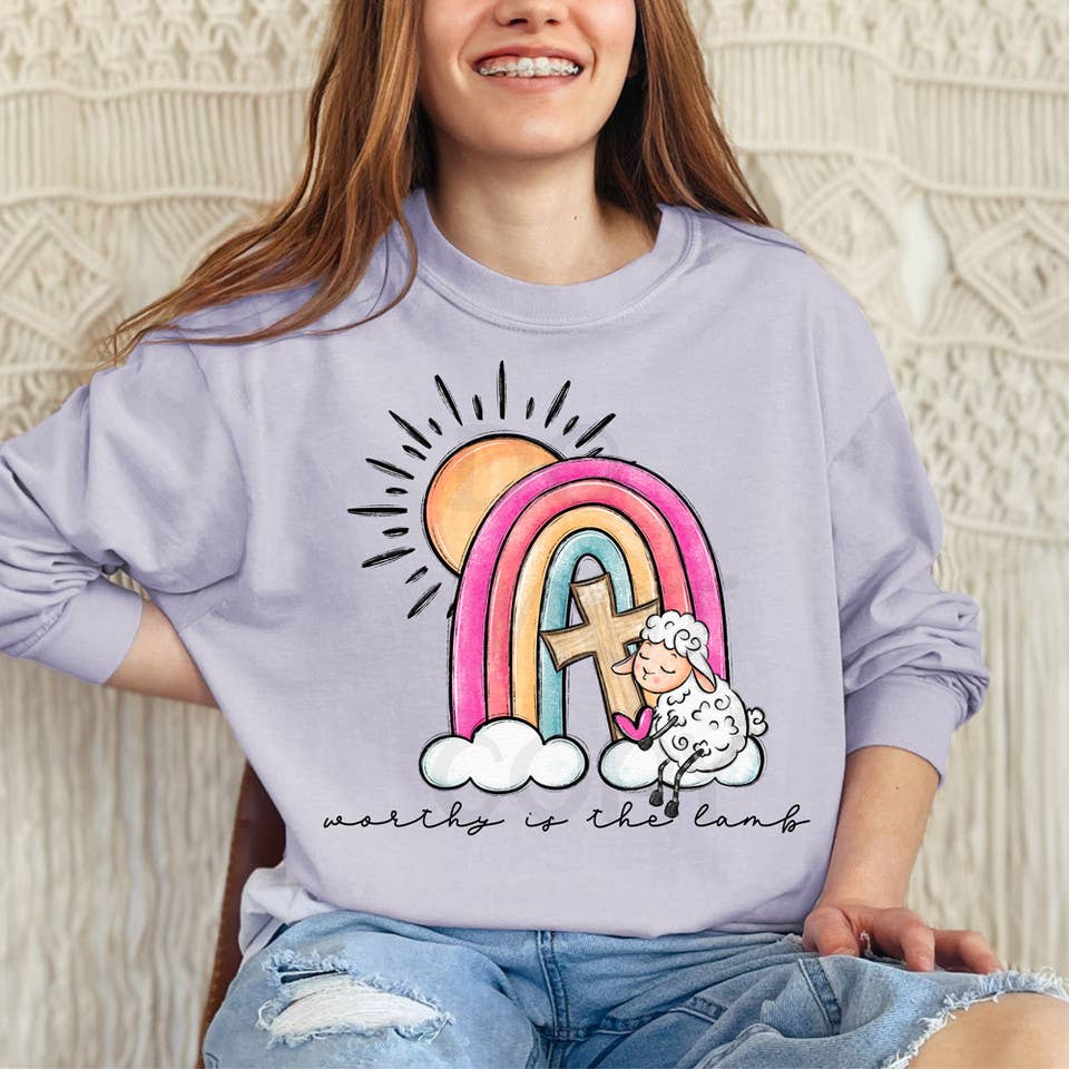 Trendy Transfers - Vente Transfert pour sublimation - Transfert de chaleur DTF Worthy Is The Lamb0